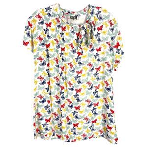 Circus by Sam Edelman Plus Size 20 Top Butterfly All Over Print‎ Tie Neck 866